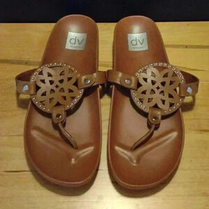 Women's‎ Dolce Vita Pandora brown faux leather flip flops size 10